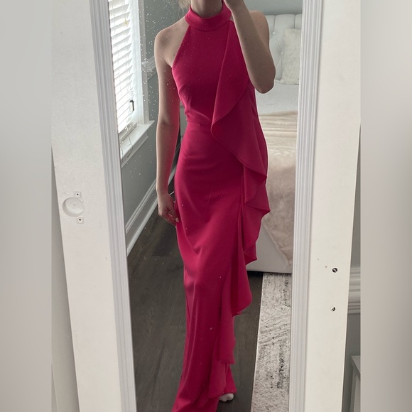 badgley Miscka hot pink ruffle dress - Picture 2 of 6